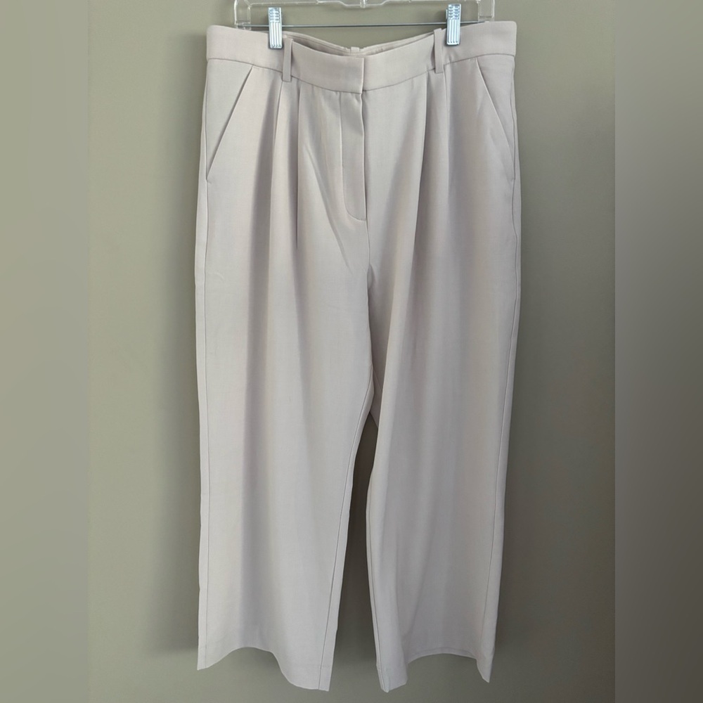 Abercrombie & Fitch Tailored Wide Leg Cream Pants